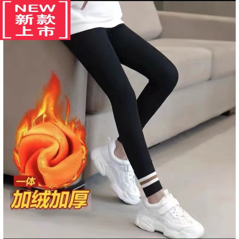 可莉允女童外穿打底裤秋冬款2022新款加绒加厚百搭裤子一体绒女孩保暖裤图片
