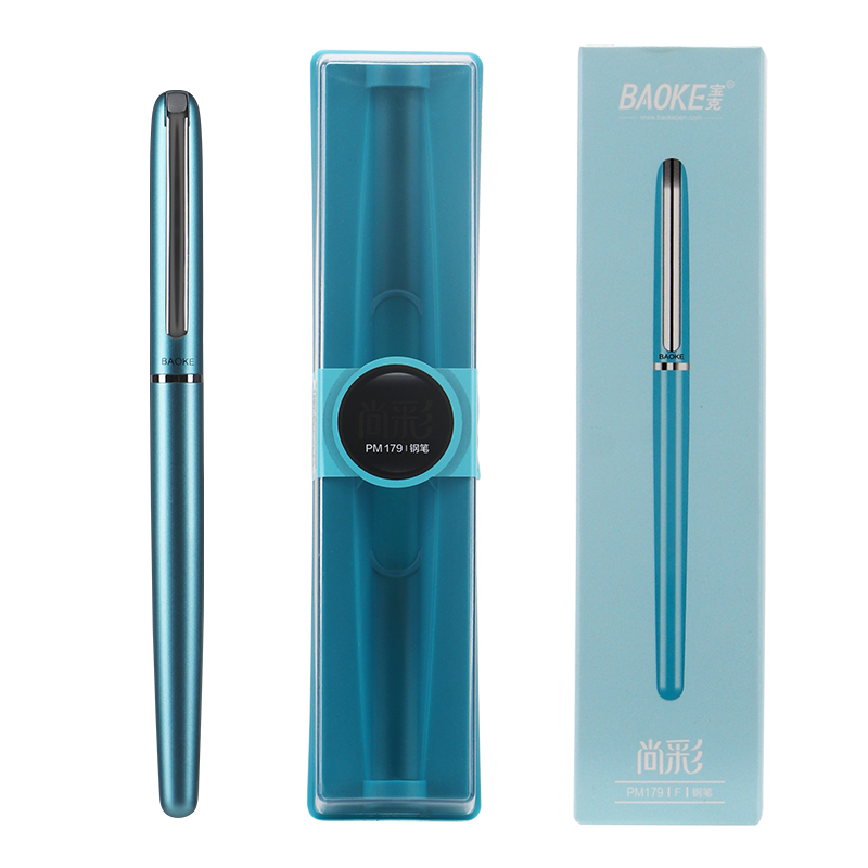 宝克（BAOKE）PM179尚彩金属钢笔 铱金笔尖练字钢笔签字笔高颜值礼盒装新年礼物伴手礼 哑光漆光面 1支装 珊瑚蓝