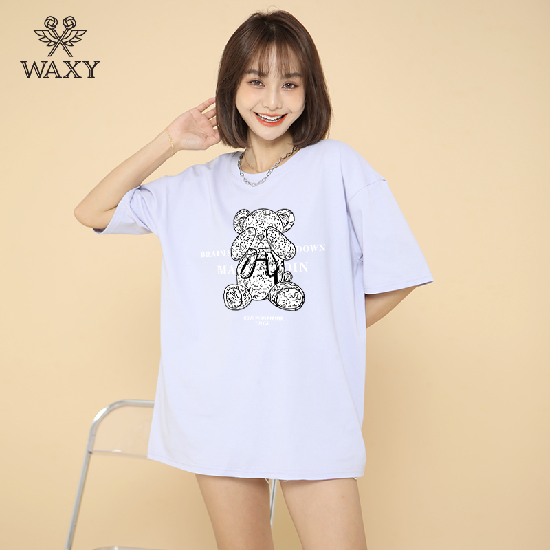 WAXY纯棉短款t恤女韩版潮流学院风上衣辣妹装显瘦纯欲洋气女装ins