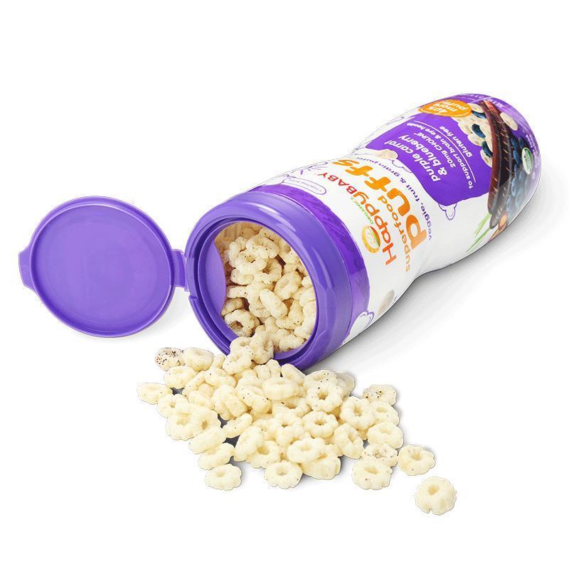 禧贝(Happy Baby)蓝莓紫萝卜有机泡芙 60克/桶装 宝宝零食点心 原装进口6个月以上