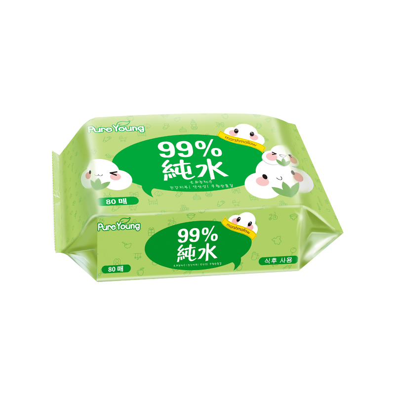 飘漾(Pure Young)婴儿柔湿巾 宝宝护肤湿纸巾[99%纯水 ]手口专用 80片单包