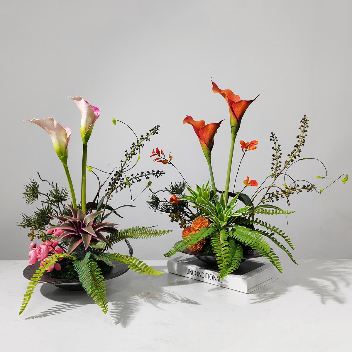 小窝厘 现代轻奢仿真花假花家居绿植装饰摆设样板房客厅摆件 (陶瓷花器+仿真花)C款货号1449*高清大图