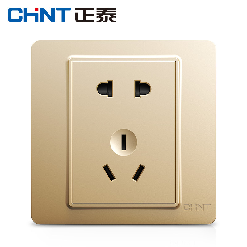 正泰(CHNT)开关插座面板86型墙壁开关电源二三插座NEW7i逸动系列金色