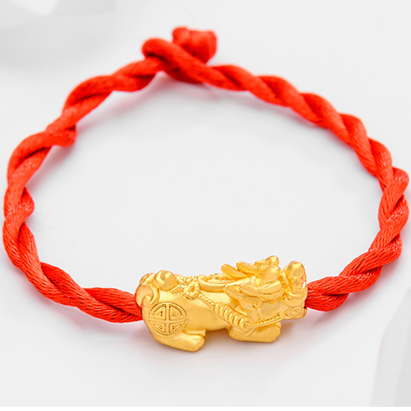 金一 足金3D硬金吉祥黄金貔貅本命年礼物通用时尚款路路通（定价）ACD018 （赠红绳） 约0.2g