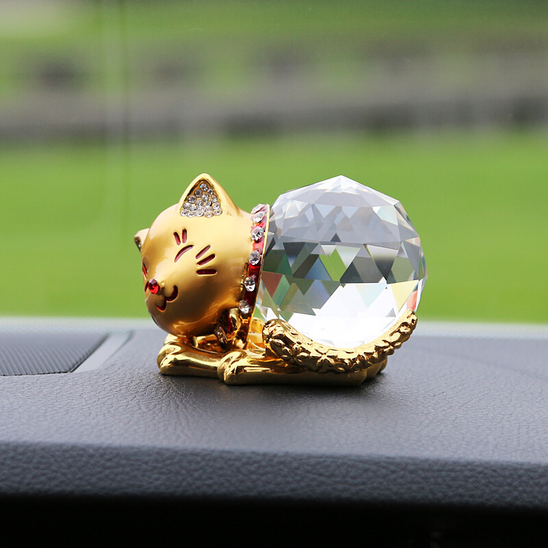 汽车摆件香水座合金水晶猫镶钻小猫礼品车内装饰用品