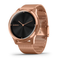 佳明(GARMIN)GarminMove Luxe 黑色表盘玫瑰金米兰尼斯表带 智能通知心率支付触屏指针式智能腕表轻奢版