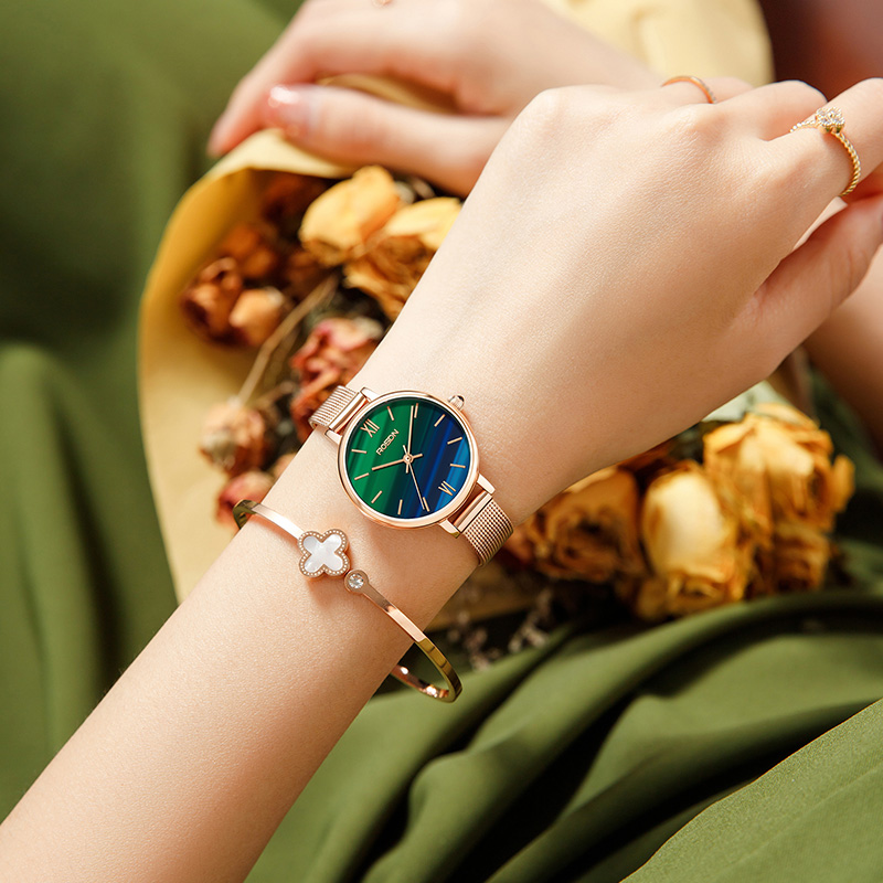 劳士顿(ROSDN)手表女士时尚商务石英女表防水小绿表轻奢小众名牌ins风简约学生婉表3692L高清大图