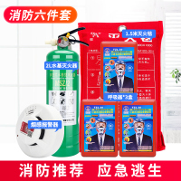 朋安水基灭火器绿瓶2L环保型可灭电器油类火防毒面具灭火毯烟感报警器家用车用消防套装套餐八
