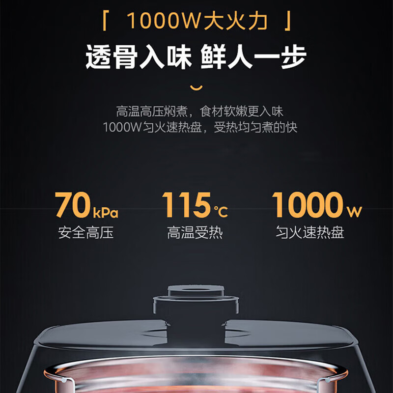 美的(Midea) MY-C543G电压力锅 5L 智能调压 一锅双胆不锈钢不粘内胆电高压锅高清大图