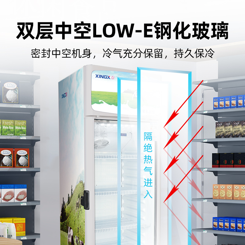 星星(XINGX)LSC-248FDM-TY乳品柜 展示柜 饮料柜 冷藏柜 商用立式冷柜 玻璃门 超市大容量冰箱高清大图