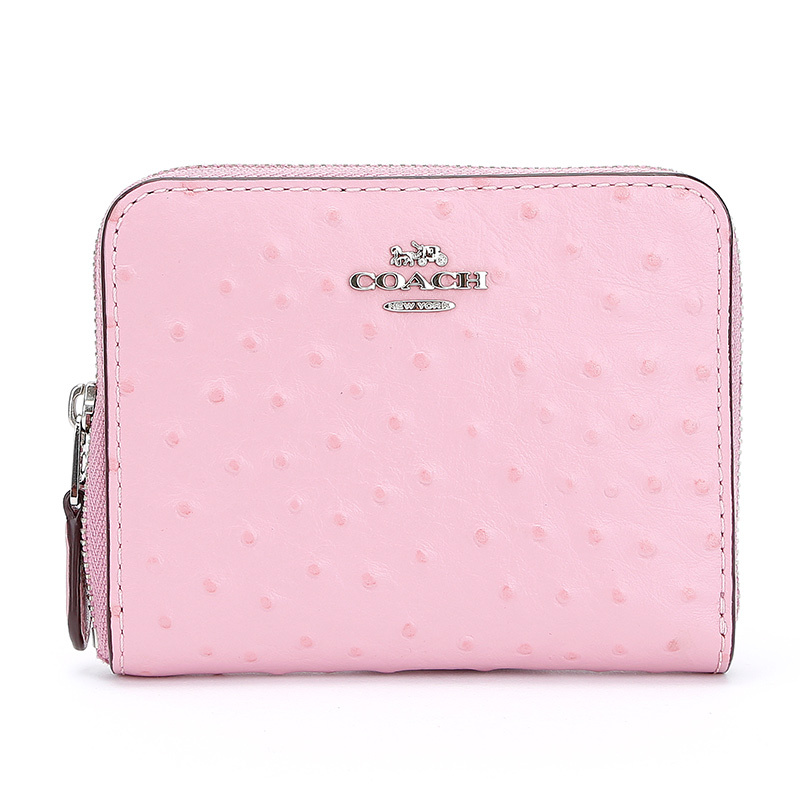 蔻驰奢侈品coach女士时尚经典皮革钱包钱夹粉紫色短礼物送女友f67606s