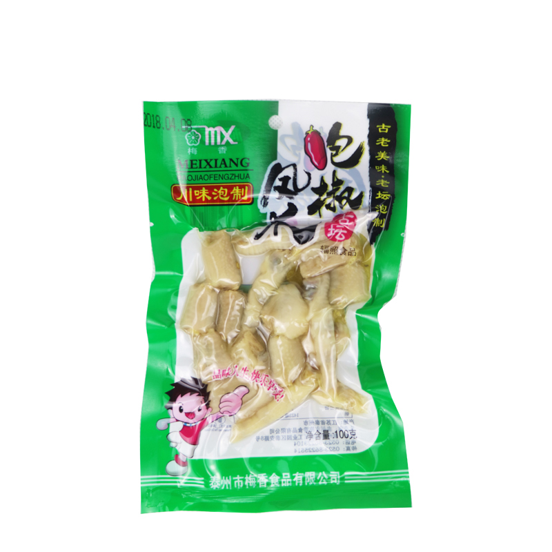 梅香 泡椒凤爪100g 鸡爪 休闲零食 山椒鸡爪 熟食 鸡肉零食辣鸡爪