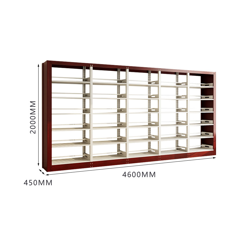 臻远ZY4072640 钢制书架红色资料架 双面6层一列五组 4600*450*2000mm高清大图