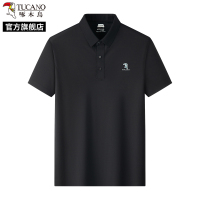 啄木鸟官方冰丝无痕2025新款男士短袖T恤夏季薄款中年爸爸polo衫C 50/175适合120-135斤 黑色冰丝无痕