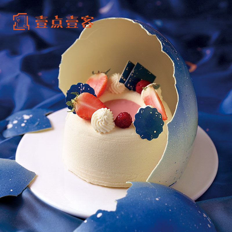 壹点壹客蓝色梵星如梦草莓巧克力奶油生日蛋糕深圳同城配送