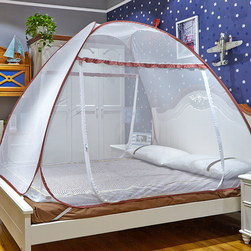 娇梦免安装双开蒙古包蚊帐钢丝折叠圆顶公主拉链蚊帐1.5m/1.8米