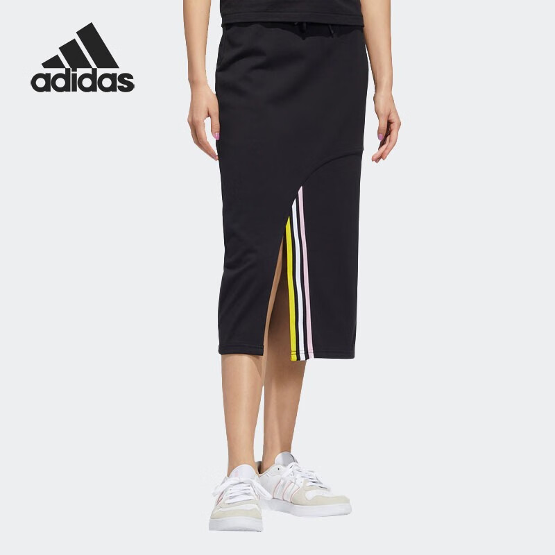 ADIDAS/阿迪达斯NEO新款女子休闲针织侧开叉半身裙