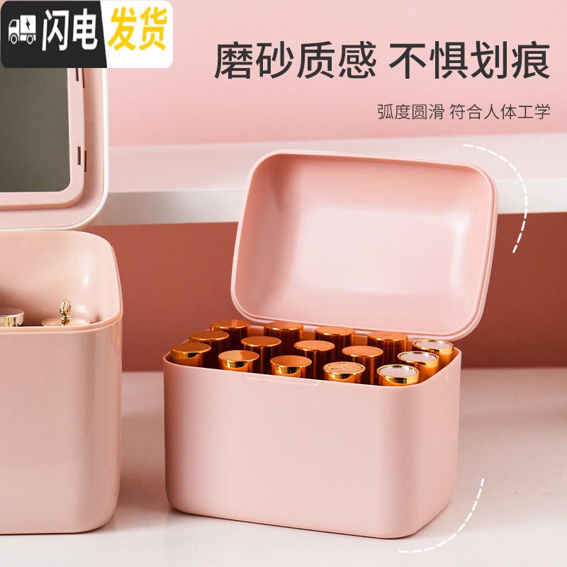 三维工匠装口红的收纳盒小多格便携ins风少女心小型防尘大格子放口红架 子高清大图