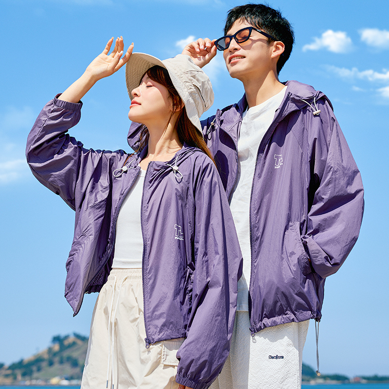 唐狮情侣防晒衣2024夏季防晒服男女UPF50+情侣外套防紫外线情侣装_107 M 女款深灰紫