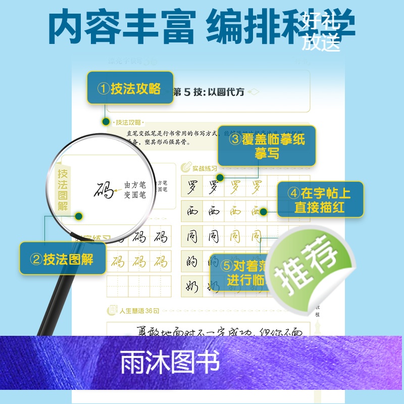 行书字帖2本套装:临摹教程类+描红文章类 [正版]荆霄鹏行书字帖硬笔书法练字本大学生练字帖女生字体漂亮大气连笔字练字成年高清大图
