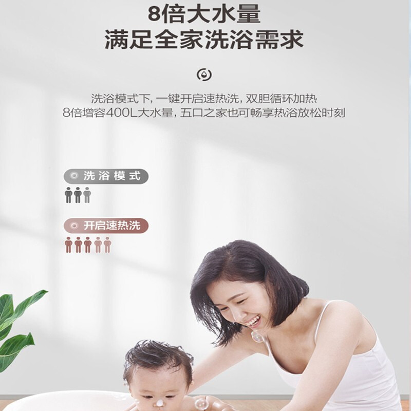 海尔电热水器扁桶家用50升卫生间变频速热8倍增容一级能效恒温畅洗HZ3U1