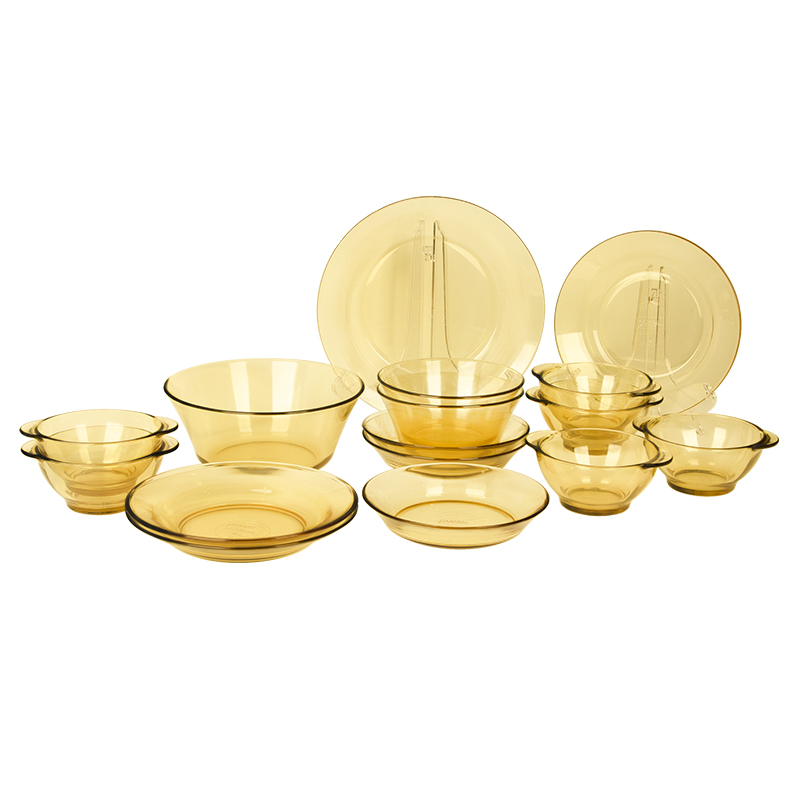 康宁pyrex 玻璃餐具16a件组(2个大汤盘+4个小汤盘+6个带耳碗+1个大色拉碗+2个小色拉碗+1个大盘)高清大图