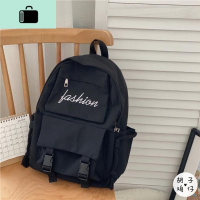 日系暗黑初高中女学生书包韩国ins港风复古工装双肩包帆布背包男NEWLAKE 黑色加厚版【没有挂件】