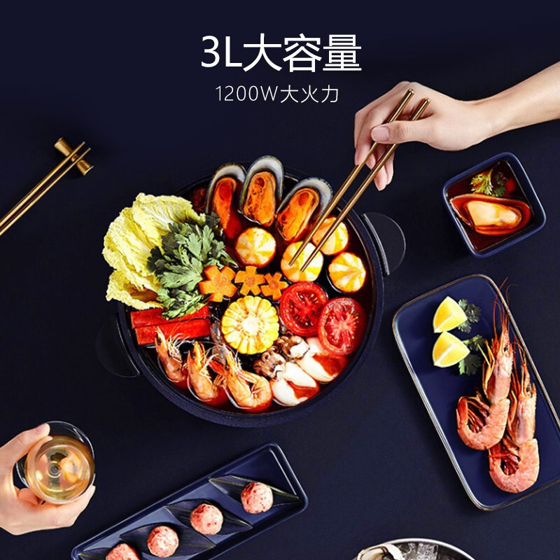 九阳电火锅3L家用多功能电煮锅电热锅HG30-G632高清大图