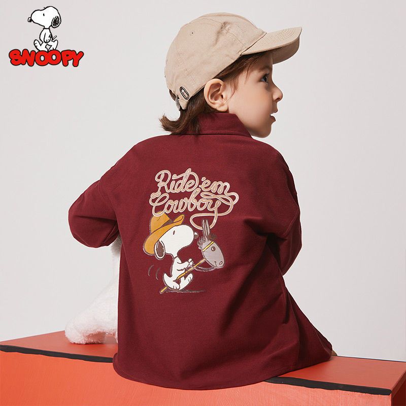 史努比SNOOPY童装男童长袖衬衫新款儿童牛仔衬衣