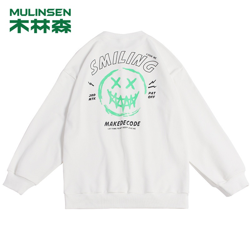 [直营]木林森(MULINSEN)日系男装 秋季新款潮牌卫衣男情侣夜光印花宽松套头外套