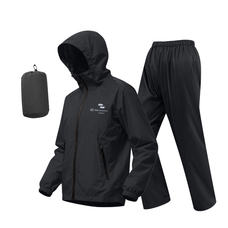正雨摩托车雨衣套装男款全身女防暴雨外穿成人分体式外卖骑手专用9063 永夜黑【赠轻量化收纳袋+超薄防雨】 XL