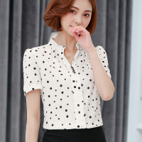 情娇婷(QINGJIAOTING)短袖衬衫女2021夏装新品韩版雪纺衫女士碎花小衫遮肚子修身显瘦上衣