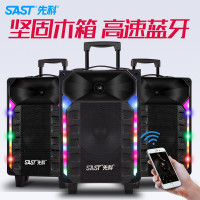 先科(SAST) 8英寸便携式广场舞音响 户外蓝牙插卡拉杆音箱 大功率低音炮K歌无线麦克风扩音器