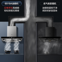 老板名气6519A+B506A(天然气)烟灶套装双腔大火力23立方搭配5.0kw燃气灶家用