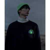 [直营]木林森(MULINSEN)新港风男装 秋新款夜光卫衣男潮牌笑脸印花圆领套头上衣