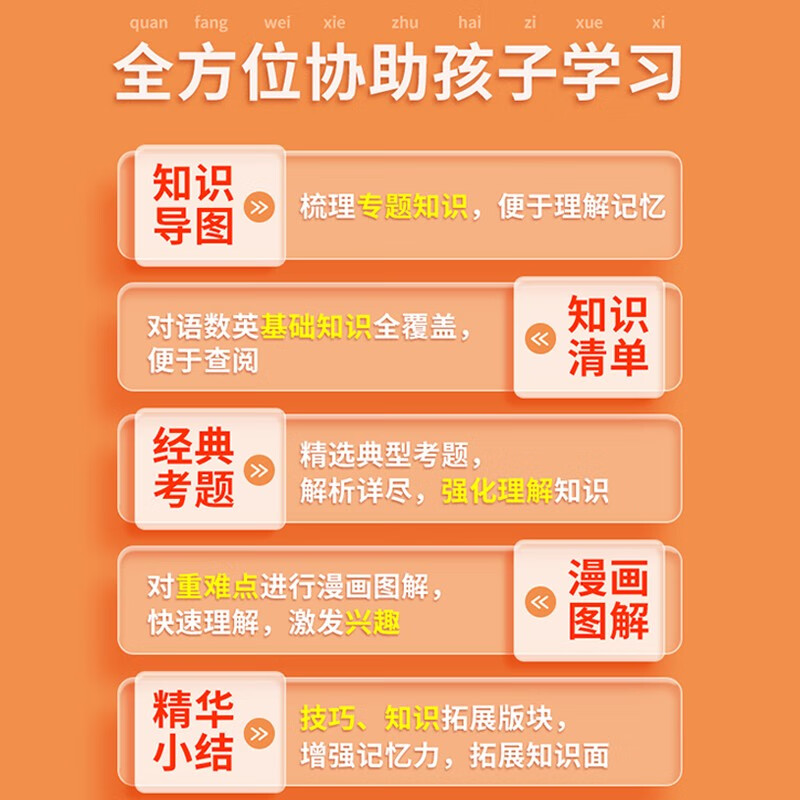 知识大盘点-语数 小学通用 [正版]汉知简直营2023知识大盘点语文数学英语一二三四五六年级上下册通用重点基础知识集锦大高清大图