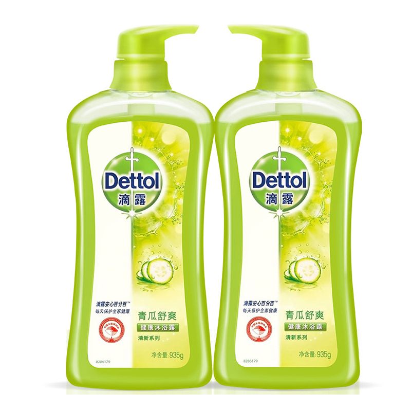 滴露(Dettol)青瓜舒爽沐浴露935克+935克持久留香家庭装男女学生通用量贩装滋润清爽沐浴乳液