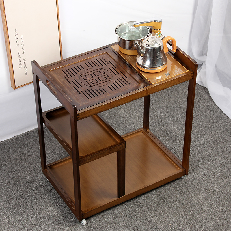 寻木匠实木移动泡茶车简约功夫茶几茶具套装一体客厅家用茶桌小茶台边
