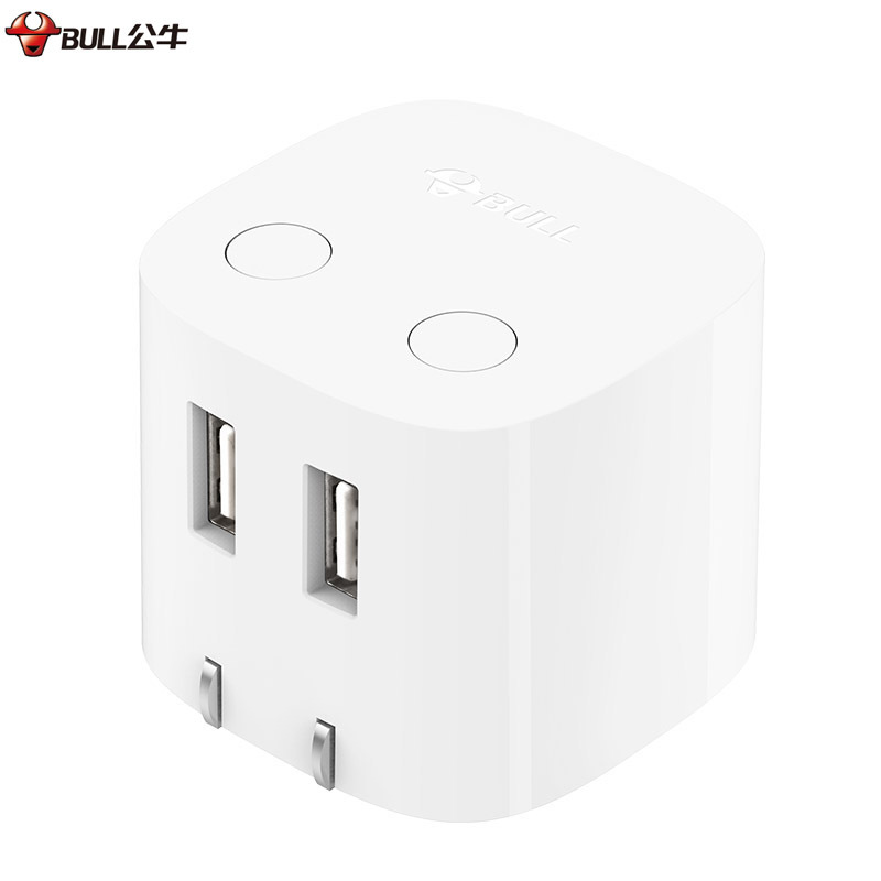 公牛(BULL)GN-U212T自动防过充二位USB智能充电插头速充配件无线小插座插头充电器/手机充电器/接线板白色0高清大图