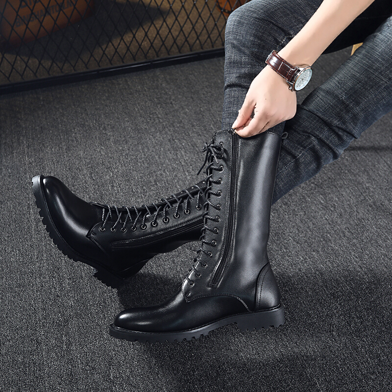 迪鲁奥diluao长筒骑马靴男靴高筒长靴男靴队情侣款男阅兵靴蒙古靴子