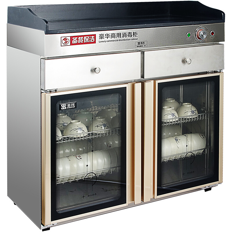 圣托(Shentop)大理石台面消毒柜商用立式 双门大容量食具配餐柜 酒店饭店备餐茶水柜 YTP380-N5