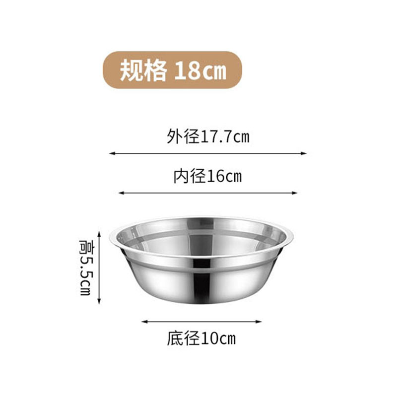 顺心优 特厚不锈钢无磁汤盆 18cm/个高清大图