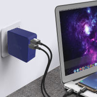 安福瑞(iFory)双口USB TypeC插头 墙充充电器 PD63W快充充电头支持苹果12 海军蓝色
