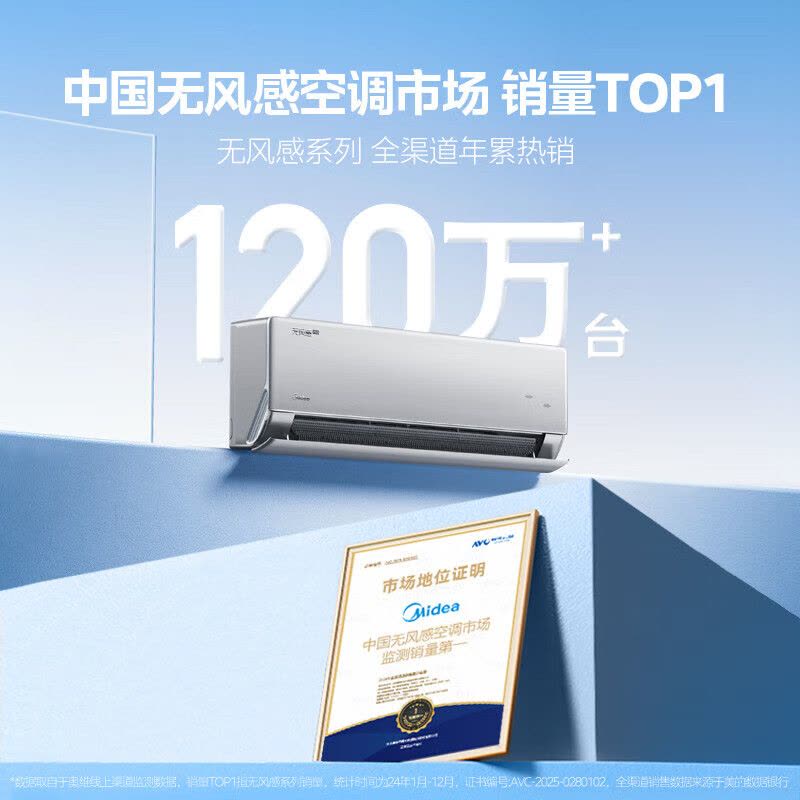美的空调官方正品家用无风感云朵WF1 PRO母婴级空调新一级能效变频大1.5匹除湿挂机KFR-35GW/N8WF1Pro图片