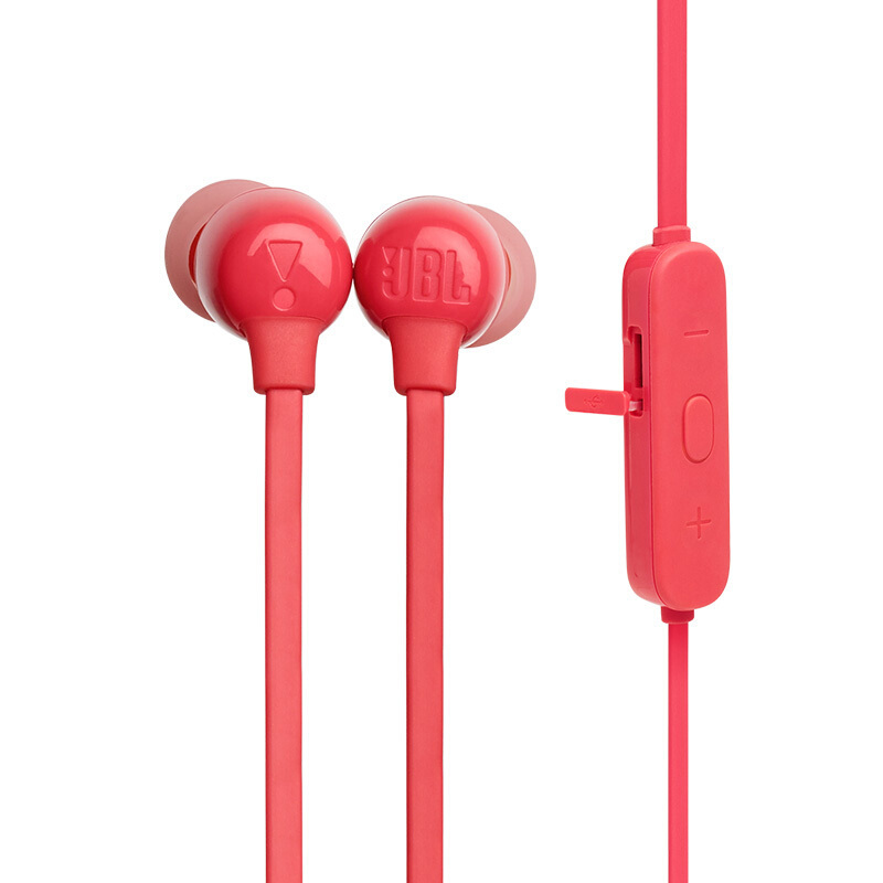 JBL T115BT蓝牙耳机无线半入耳式耳机耳麦通用手机音乐耳塞低音 红色