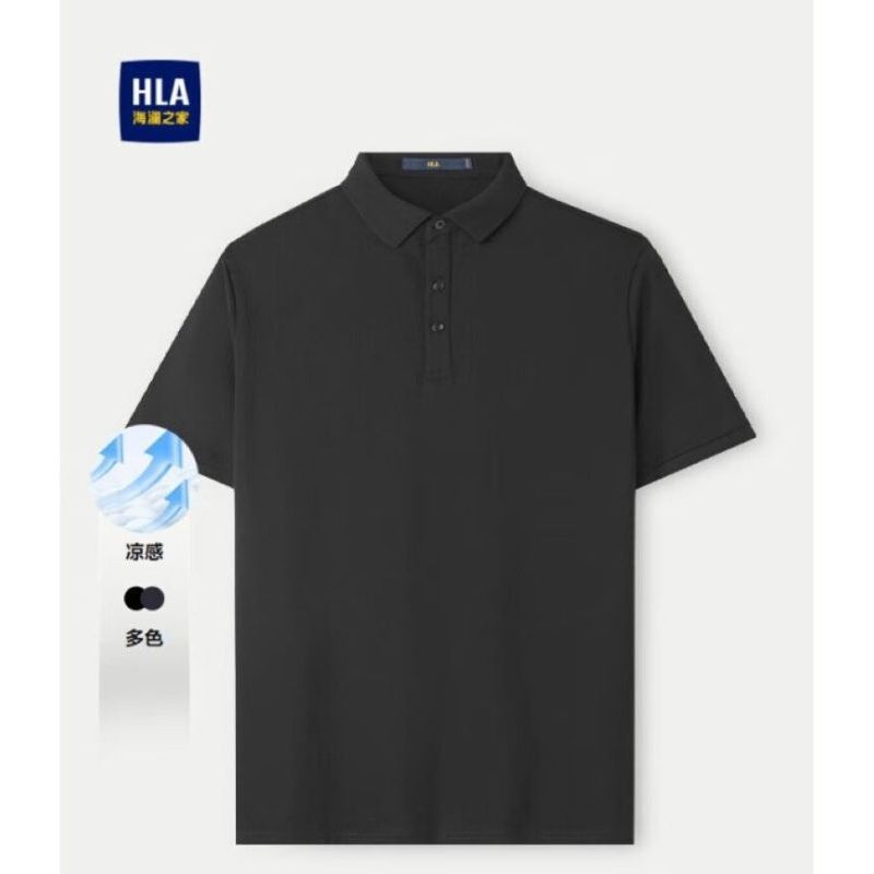 海澜之家(HLA)短袖POLO衫商务休闲凉感弹力短袖男夏黑色 M 170/88A(48)推荐125~136斤
