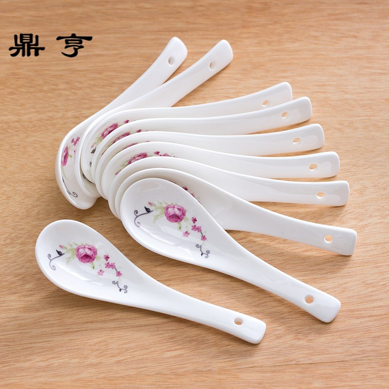 鼎亨[10个装]景德镇骨瓷小羹汤勺陶瓷勺子小勺小汤匙小马戈家
