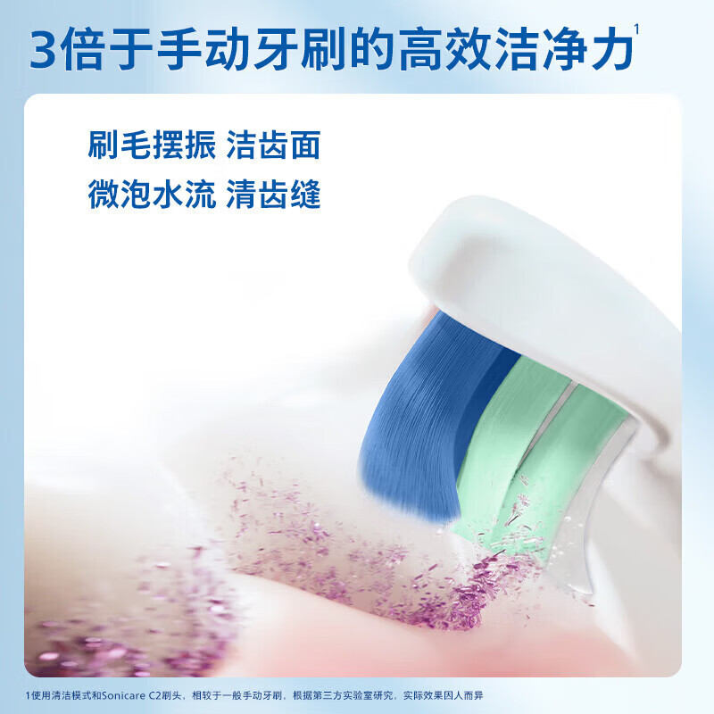 飞利浦(PHILIPS)声波电动牙刷钻石1系 3倍洁齿3种清洁模式 洁净刷头*1 礼物情侣款 皓月白HX5070/02高清大图