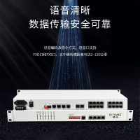 博扬 综合业务电话光端机 8路E1+16路电话+4路百兆以太网 单纤60km 机架式单电源 1对价BY-16P8E4FE
