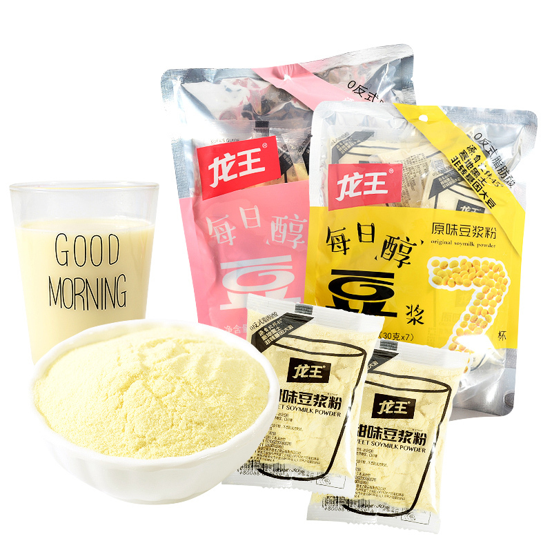 龙王豆浆粉210gx4袋速溶豆浆(原味2袋+甜味2袋)